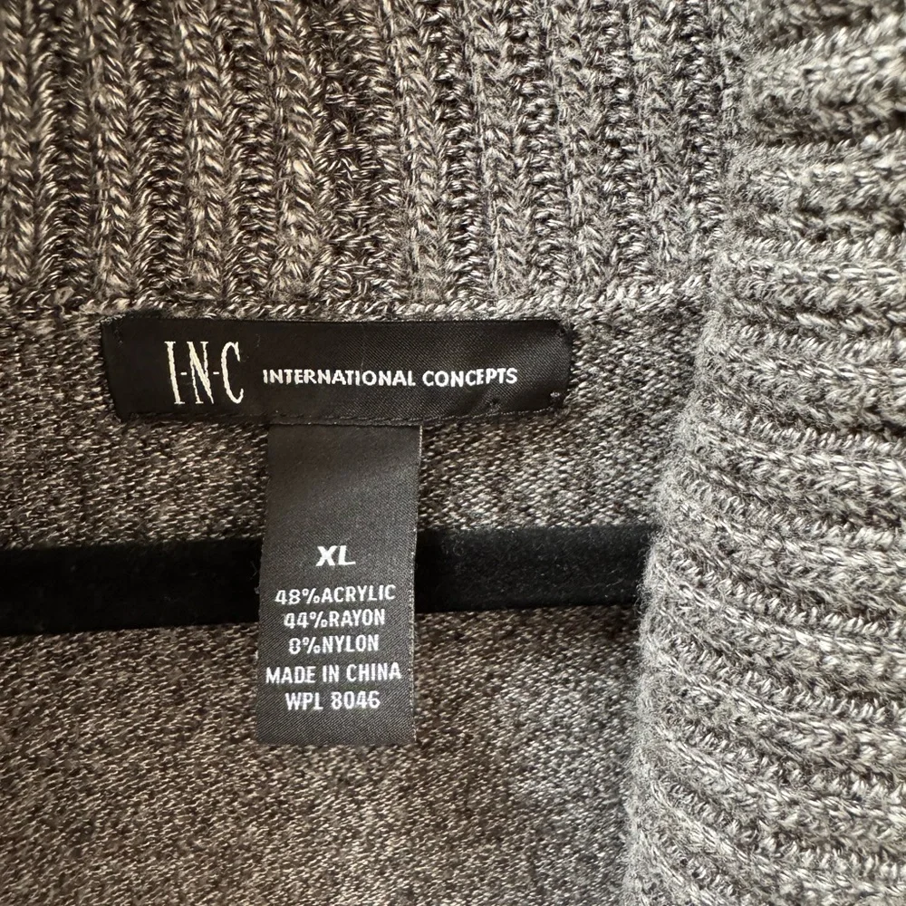 INC International Concepts XL Long Sleeve Shawl Collar Coat, Medium Heather Grey - Picture 2 of 4